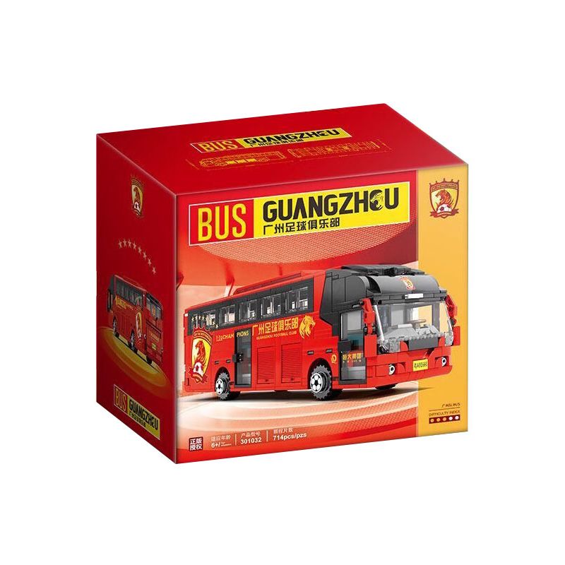 GUANGZHOU FOOTBALL CLUB 301032 XE BUÝT CÂU LẠC BỘ BÓNG ĐÁ QUẢNG CHÂU bộ đồ chơi xếp lắp ráp ghép mô hình Creator Sáng Tạo 714 khối