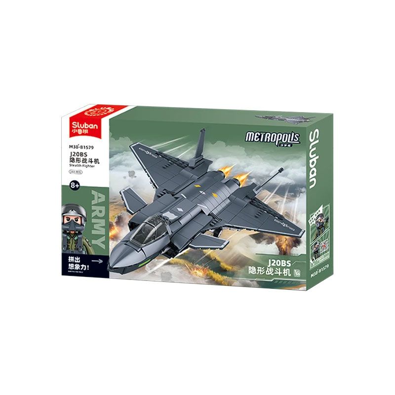 SLUBAN M38-B1579 B1579 1579 M38B1579 38-B1579 MÁY BAY CHIẾN ĐẤU TÀNG HÌNH J20BS 1:55 tỷ lệ 1:55 bộ đồ chơi xếp lắp ráp ghép mô hình Military Army Quân Sự Bộ Đội 346 khối