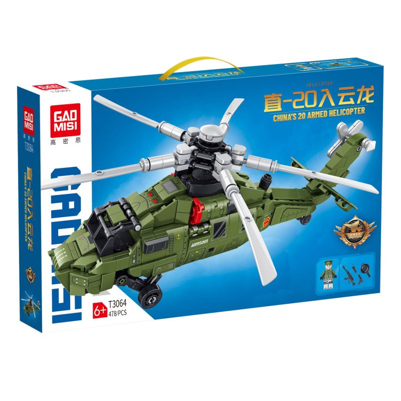GAOMISI T3064 3064 ZTE 20 VÀO TRỰC THĂNG YUNLONG bộ đồ chơi xếp lắp ráp ghép mô hình Military Army Quân Sự Bộ Đội 478 khối