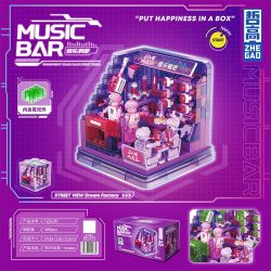 ZHEGAO GZ6287 6287 HỘP XEM ĐƯỜNG PHỐ BỮA ĂN ÂM NHẠC bộ đồ chơi xếp lắp ráp ghép mô hình MUSIC BAR 400 khối