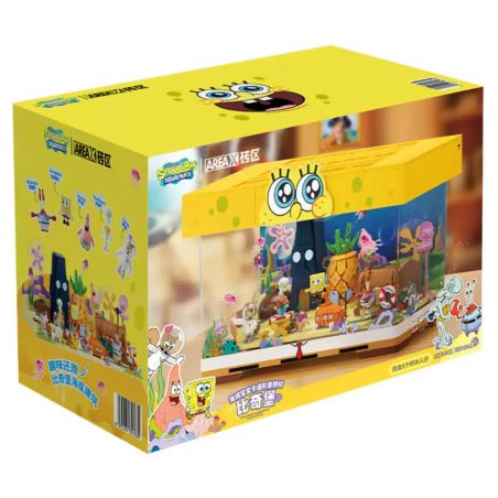 AREA-X AB0082 0082 SPONGEBOB SQUAREPANTS BEACHBURG SCENE VỚI HỘP HIỂN THỊ RIÊNG bộ đồ chơi xếp lắp ráp ghép mô hình Movie & Game Phim Và Trò Chơi