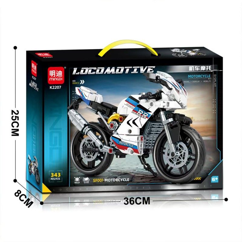 MINGDI LEIBAO K2207 2207 XE MÁY ĐẦU RR 250CC S1000RR GĂNG TAY bộ đồ chơi xếp lắp ráp ghép mô hình Technic Kỹ Thuật Công Nghệ Cao Mô Hình Phương Tiện 343 khối