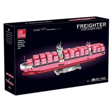JIESTAR JJ9217 9217 TÀU CHỞ HÀNG MÀU HỒNG MỘT CON CONTAINER bộ đồ chơi xếp lắp ráp ghép mô hình City FREIGHTER CONTAINER SHIP Thành Phố 1446 khối