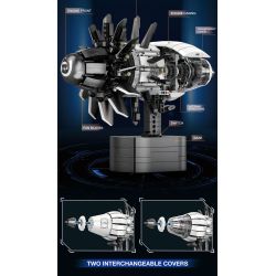 REOBRIX 33018 MỞ MÔ HÌNH KHÁI NIỆM DỰ ÁN FAN ENGINE GE RISE SAFRAN bộ đồ chơi xếp lắp ráp ghép mô hình 1351 khối