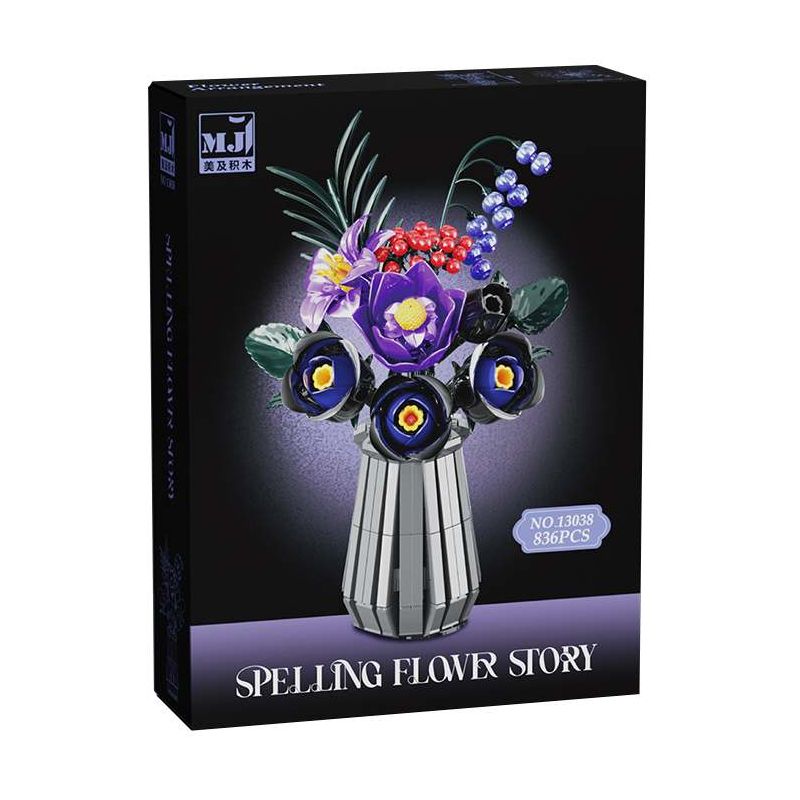 BEAUTY AND 13038 VÀNG ĐÊM MÀU TÍM bộ đồ chơi xếp lắp ráp ghép mô hình Creator SPELLING FLOWER STORY Sáng Tạo 836 khối