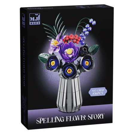 BEAUTY AND 13038 VÀNG ĐÊM MÀU TÍM bộ đồ chơi xếp lắp ráp ghép mô hình Creator SPELLING FLOWER STORY Sáng Tạo 836 khối