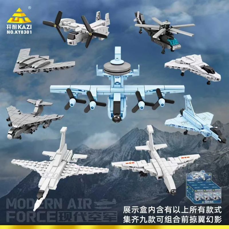 Kazi KY8301 8301 SỰ KẾT HỢP CỦA KHÔNG QUÂN HIỆN ĐẠI 8 bộ đồ chơi xếp lắp ráp ghép mô hình Military Army Quân Sự Bộ Đội