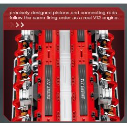 REOBRIX 33017 ĐỘNG CƠ V12 bộ đồ chơi xếp lắp ráp ghép mô hình Technic V12 ENGINE Kỹ Thuật Công Nghệ Cao Mô Hình Phương Tiện 4719 khối