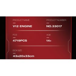 REOBRIX 33017 ĐỘNG CƠ V12 bộ đồ chơi xếp lắp ráp ghép mô hình Technic V12 ENGINE Kỹ Thuật Công Nghệ Cao Mô Hình Phương Tiện 4719 khối
