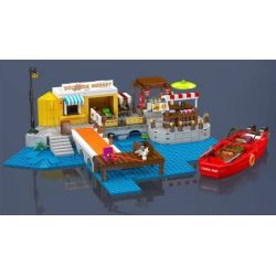 MouldKing 10186 Mould King 10186 THỊ TRƯỜNG BẾN TÀU bộ đồ chơi xếp lắp ráp ghép mô hình City Thành Phố 869 khối