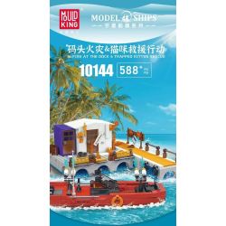 MouldKing 10144 Mould King 10144 HOẠT ĐỘNG CỨU HỘ MÈO LỬA bộ đồ chơi xếp lắp ráp ghép mô hình City FIRE AT THE DOCK & TRAPPED KITTEN RESCUE Thành Phố 588 khối