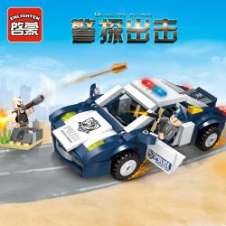 Enlighten 1910 Qman 1910 non  TẤN CÔNG XE CẢNH SÁT BẰNG ROCKET bộ đồ chơi xếp lắp ráp ghép mô hình Police POLICE BATTLE FORCE TRUE DETECTIVE 303 khối