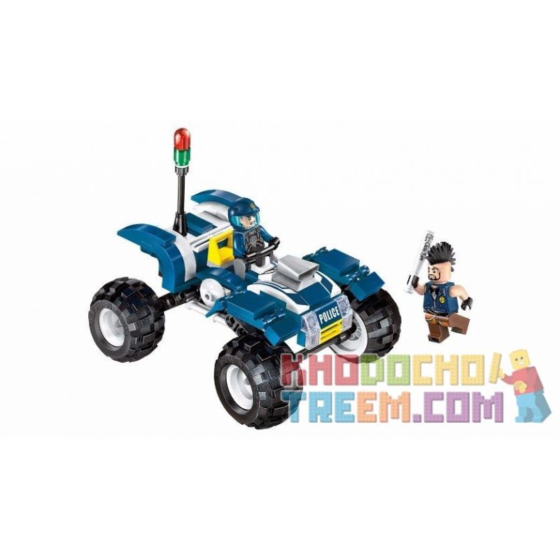 Enlighten 1908 Qman 1908 non  XE MÁY TUẦN TRA 4 BÁNH bộ đồ chơi xếp lắp ráp ghép mô hình Police POLICE BATTLE FORCE THE Cảnh Sát 139 khối