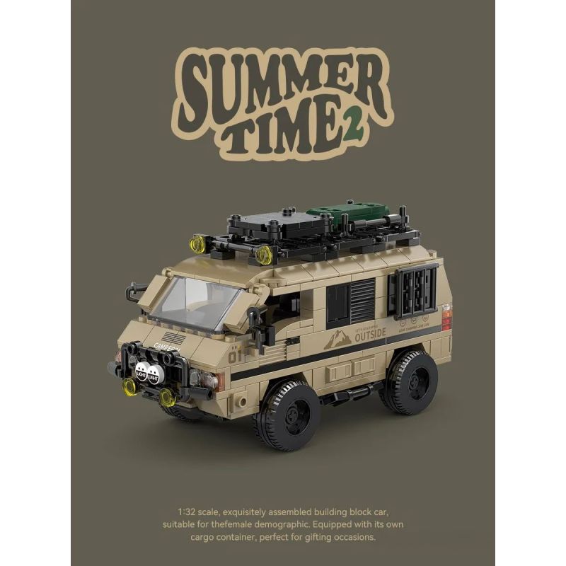 Pinbo PB8823 Summer Time 2 Xếp hình lắp ráp ghép mô hình Camper Delica L300 mùa hè