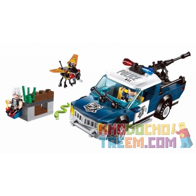 Enlighten 1907 Qman 1907 non  PHỤC KÍCH XE CẢNH SÁT BẰNG BOM BAY bộ đồ chơi xếp lắp ráp ghép mô hình Police POLICE BATTLE FORCE THE STRIKE 186 khối