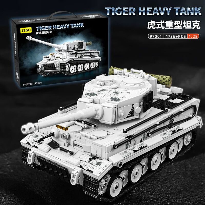 12GO 97001 Tiger Heavy Tank Xếp hình lắp ráp ghép mô hình Xe tăng hạng nặng Tiger