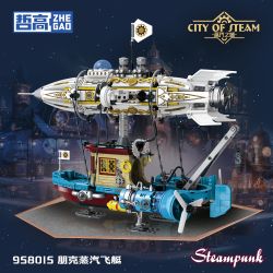 ZHEGAO 958015 Steampunk Xếp hình lắp ráp ghép mô hình Thành phố hơi nước: Phi thuyền cơ học Punk