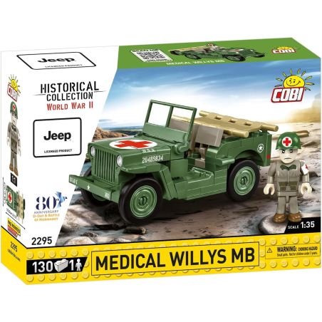 COBI 2295 Medical Willys MB Xếp hình lắp ráp ghép mô hình Xe Jeep quân y của quân đội Mỹ 1:35