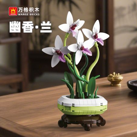 WANGE LIGAO Dr.Luck 2421 Xếp hình lắp ráp ghép mô hình Cây chậu cây lan ouxiang