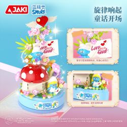 JAKI HK325 Smurf Xếp hình lắp ráp ghép mô hình Hộp nhạc tình yêu smurf