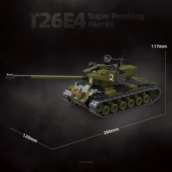 QUANGUAN 100304 T26E4 Super Pershing Pilot #1 Xếp hình lắp ráp ghép mô hình Xe thử nghiệm số 1