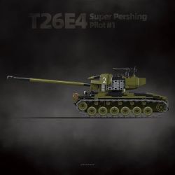 QUANGUAN 100304 T26E4 Super Pershing Pilot #1 Xếp hình lắp ráp ghép mô hình Xe thử nghiệm số 1