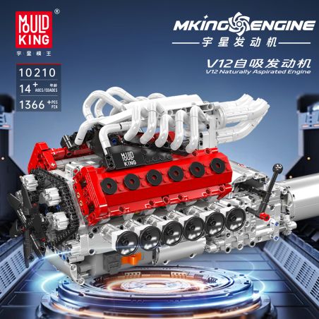 MouldKing 10210 V12 Naturally Aspirated Engine Xếp hình lắp ráp ghép mô hình Động cơ tự chữa V12