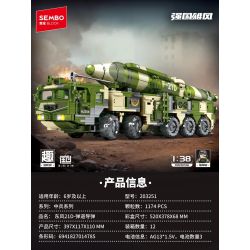 SEMBO 203251 Xếp hình lắp ráp ghép mô hình Tên lửa Dongfeng 21d Ballistic 1:38