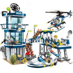 Enlighten 1916 Qman 1916 non  ĐỒN CẢNH SÁT ĐƯỜNG THỦY bộ đồ chơi xếp lắp ráp ghép mô hình Police POLICE BATTLE FORCE 565 khối