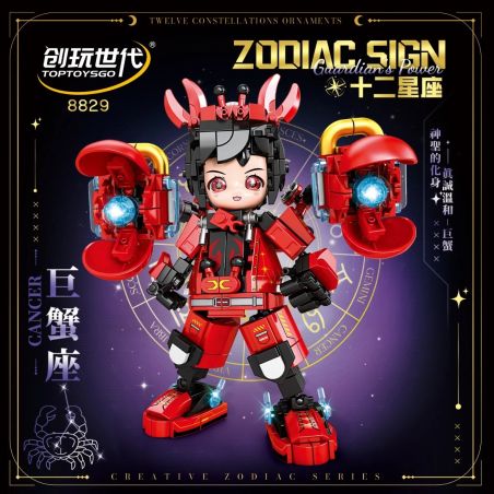 minGDi LEIBAO 8829 Zodiac Sign Xếp hình lắp ráp ghép mô hình Mười hai cung hoàng đạo của thế hệ sáng tạo: ung thư