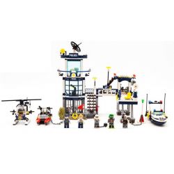 Enlighten 1916 Qman 1916 non  ĐỒN CẢNH SÁT ĐƯỜNG THỦY bộ đồ chơi xếp lắp ráp ghép mô hình Police POLICE BATTLE FORCE 565 khối