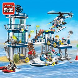 Enlighten 1916 Qman 1916 non  ĐỒN CẢNH SÁT ĐƯỜNG THỦY bộ đồ chơi xếp lắp ráp ghép mô hình Police POLICE BATTLE FORCE 565 khối