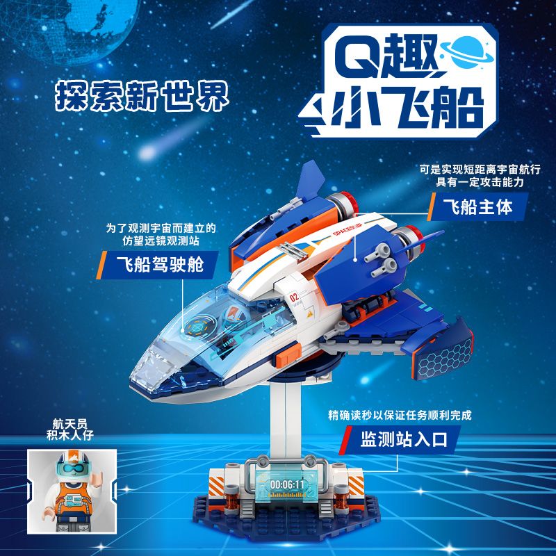 Wekki 506514 Xếp hình lắp ráp ghép mô hình Bảo tàng Khoa học và Công nghệ QQ: Tàu vũ trụ QQ