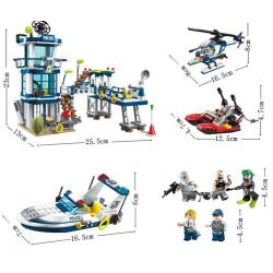 Enlighten 1916 Qman 1916 non  ĐỒN CẢNH SÁT ĐƯỜNG THỦY bộ đồ chơi xếp lắp ráp ghép mô hình Police POLICE BATTLE FORCE 565 khối