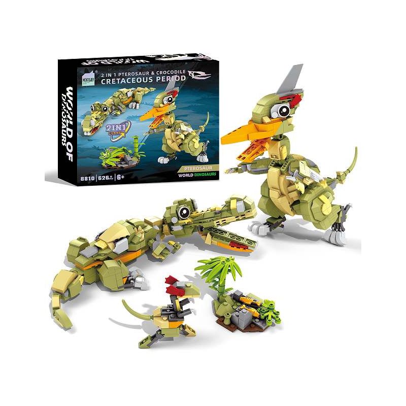 Mentojoy 8810 Cretaceous Period Pterosaur Xếp hình lắp ráp ghép mô hình Wingshode và Cá sấu 2 trong 1