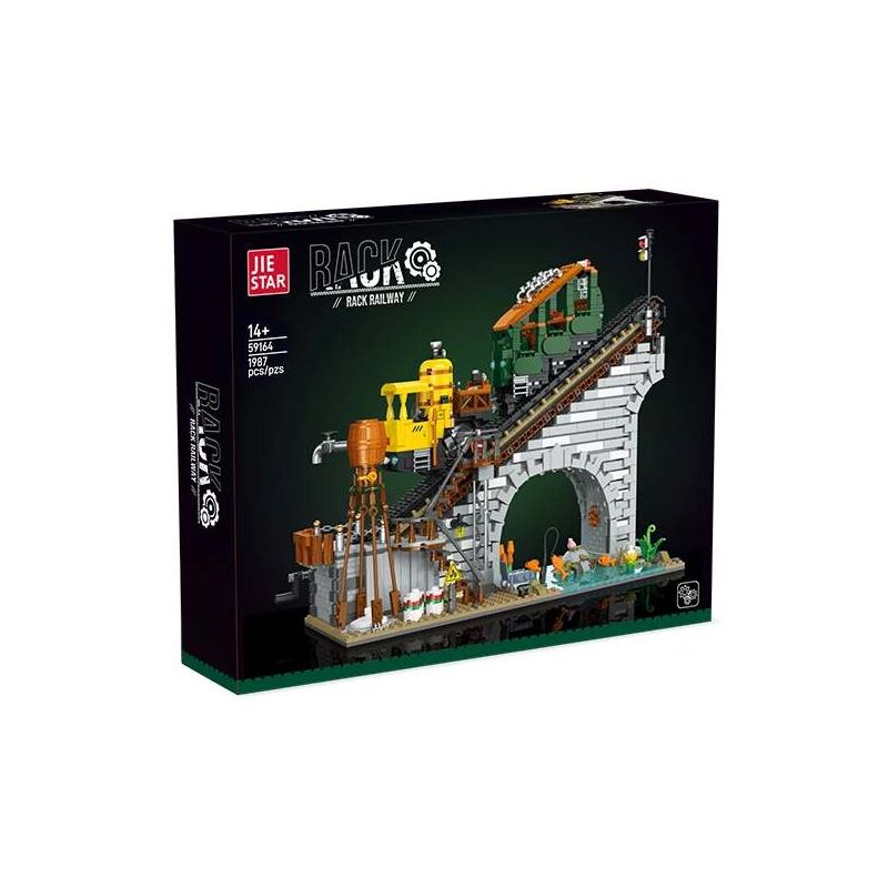 JIESTAR 59164 Rack Railway Xếp hình lắp ráp ghép mô hình giá đường sắt