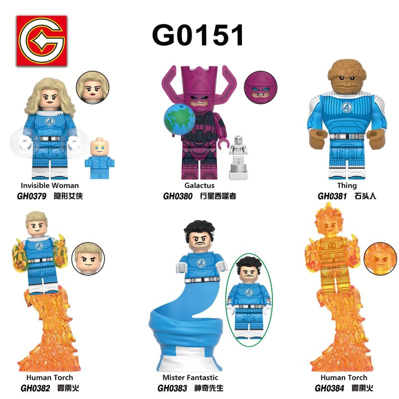 G brand G0151 G brand GH0379 G brand GH0380 G brand GH0381 G brand GH0382 G brand GH0383 G brand GH0384 The Fantastic Four: First Steps Xếp hình lắp ráp ghép mô hình Fantastic Four minifigures 6 loại