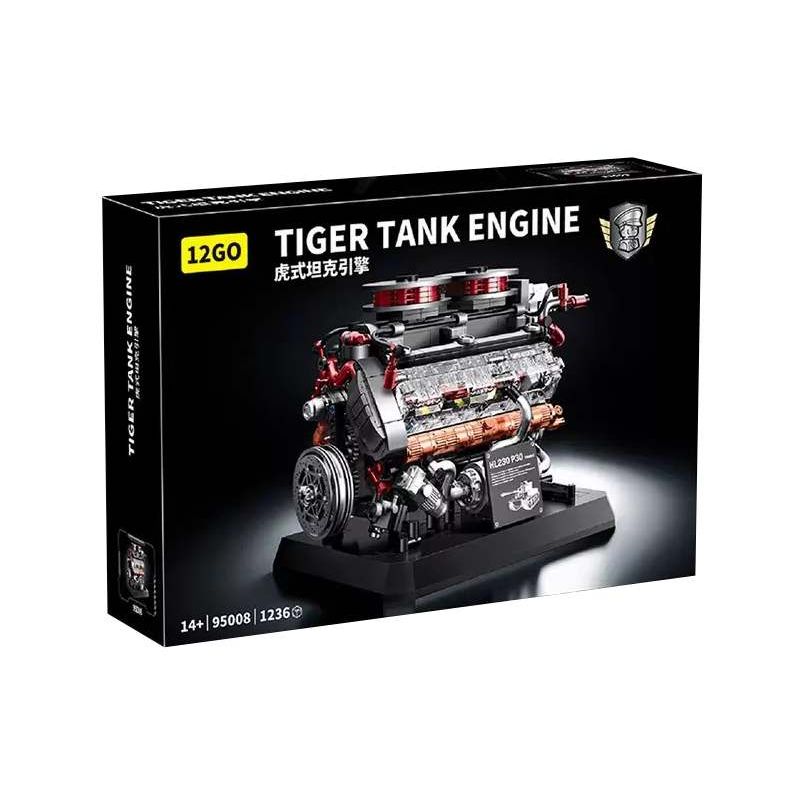 12GO 95008 Xếp hình lắp ráp ghép mô hình động cơ xe tăng hổ