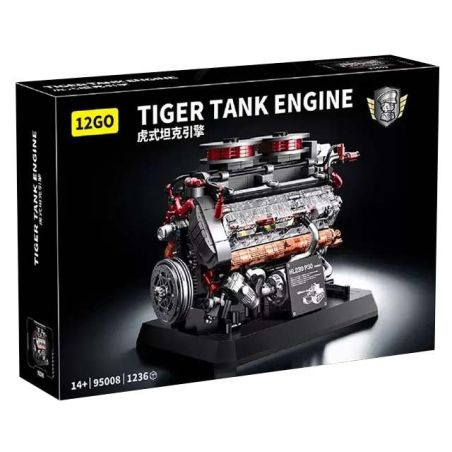 12GO 95008 Xếp hình lắp ráp ghép mô hình động cơ xe tăng hổ
