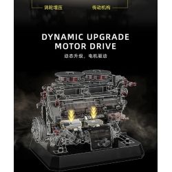 12GO 95008 Xếp hình lắp ráp ghép mô hình động cơ xe tăng hổ