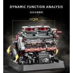 12GO 95008 Xếp hình lắp ráp ghép mô hình động cơ xe tăng hổ