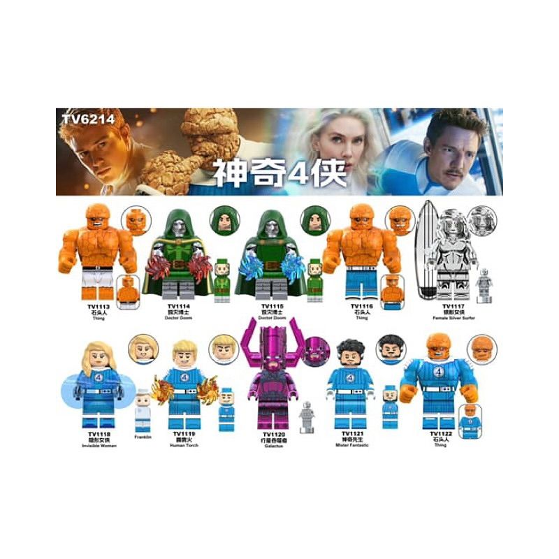 TV TV6214 TV TV1113 TV TV1114 TV TV1115 TV TV1116 TV TV1117 TV TV1118 TV TV1119 TV TV1120 TV TV1121 TV TV1122 The Fantastic Four Xếp hình lắp ráp ghép mô hình Fantastic Four Minifigures 10 loại