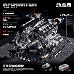 EIKEE Y15002 Engi Piston V8 Engine Xếp hình lắp ráp ghép mô hình siêu động cơ V8