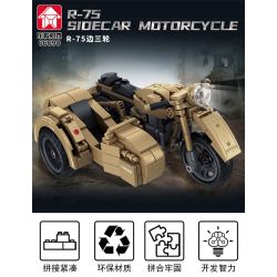 Le Yi 66090 R-75 Sidecar Motorcycle Xếp hình lắp ráp ghép mô hình Xe mô tô ba bánh R75