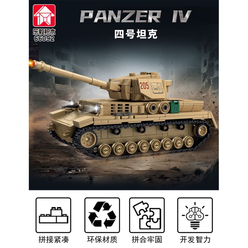 Le Yi 66092 Panzer IV Xếp hình lắp ráp ghép mô hình Tăng hạng trung IV