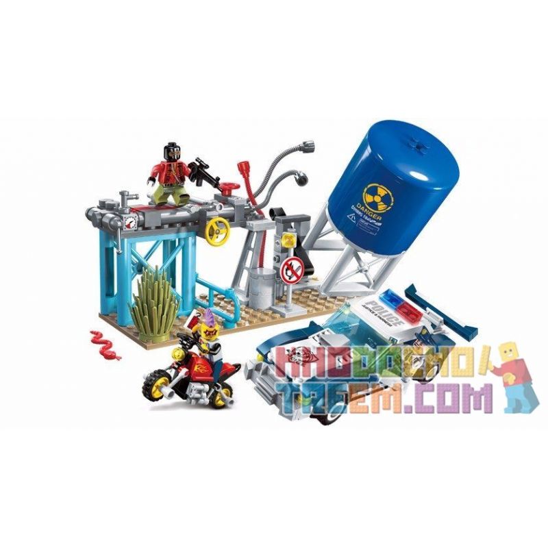 Enlighten 1913 Qman 1913 non  CẢNH SÁT ĐỌ SÚNG VỚI TOÁN CƯỚP bộ đồ chơi xếp lắp ráp ghép mô hình Police POLICE BATTLE FORCE 394 khối