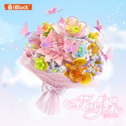 iBlock ib1082 Xếp hình lắp ráp ghép mô hình Bướm Huayu cầm hoa