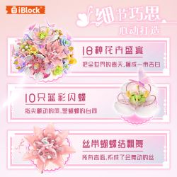 iBlock ib1082 Xếp hình lắp ráp ghép mô hình Bướm Huayu cầm hoa