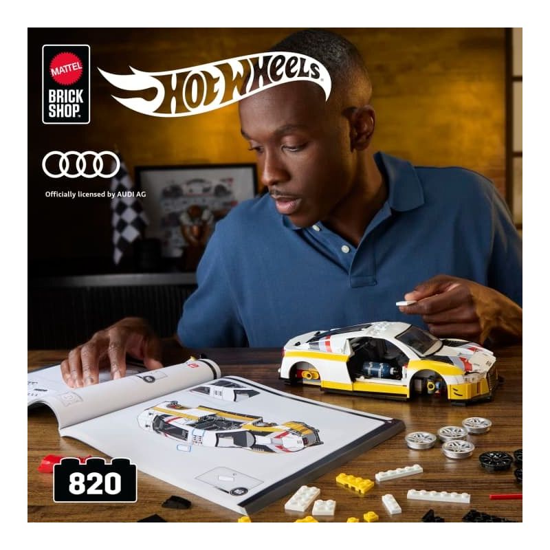 Mattel Brick Shop JFT18 Hot Wheels ‘15 Audi R8 Lms Xếp hình lắp ráp ghép mô hình Elite Hot Wheels Audi R8 LMS (15 mẫu) 1:16