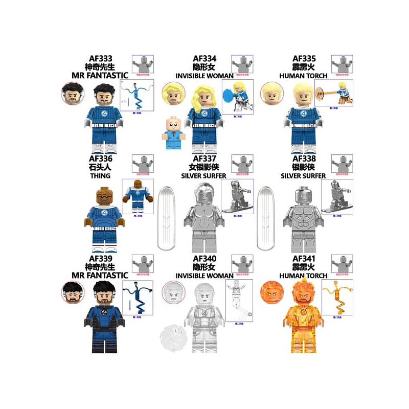 unknown AF333 unknown AF334 unknown AF335 unknown AF336 unknown AF337 unknown AF338 unknown AF339 unknown AF340 unknown AF341 Fantastic Four Xếp hình lắp ráp ghép mô hình Fantastic Four nhân vật nhỏ 9 loại